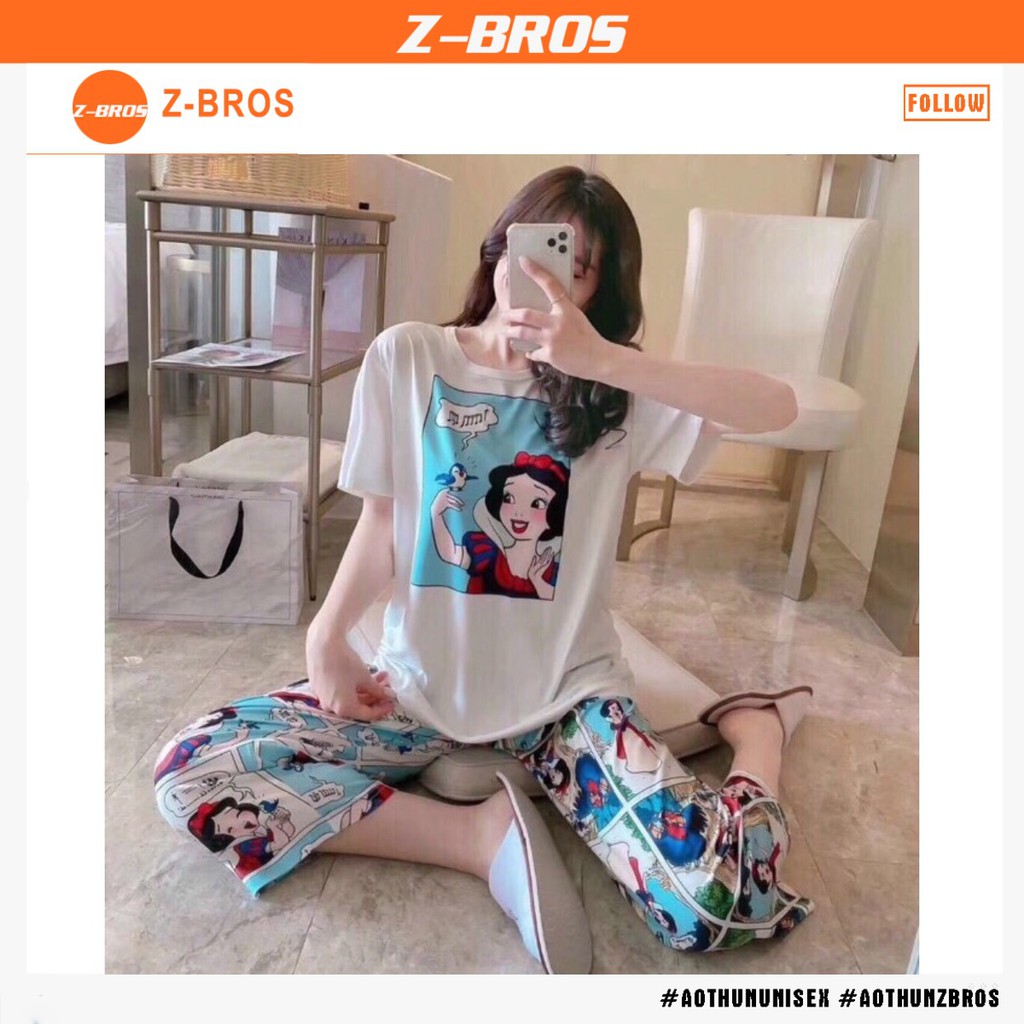 [BỘ NGỦ HÈ 2020][100% COTTON siêu mát] Đủ size - Áo Thun Nữ - Set bộ ở nhà cộc tay icon hoạt hình Bạch Tuyết Mickey | BigBuy360 - bigbuy360.vn