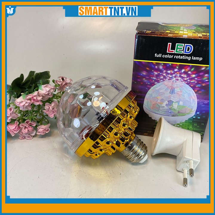 Đèn led 7 màu tự xoay cảm ứng theo nhạc tặng kèm đui đèn mới, hàng đẹp Smarttnt.vn