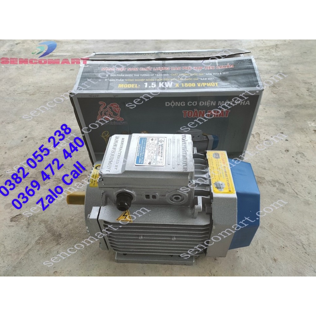 GIẢM GIÁ mô tơ động cơ điện 1 pha 1,5kw tốc chậm 1400v/p, dây đồng 100%, bảo hành 12 tháng