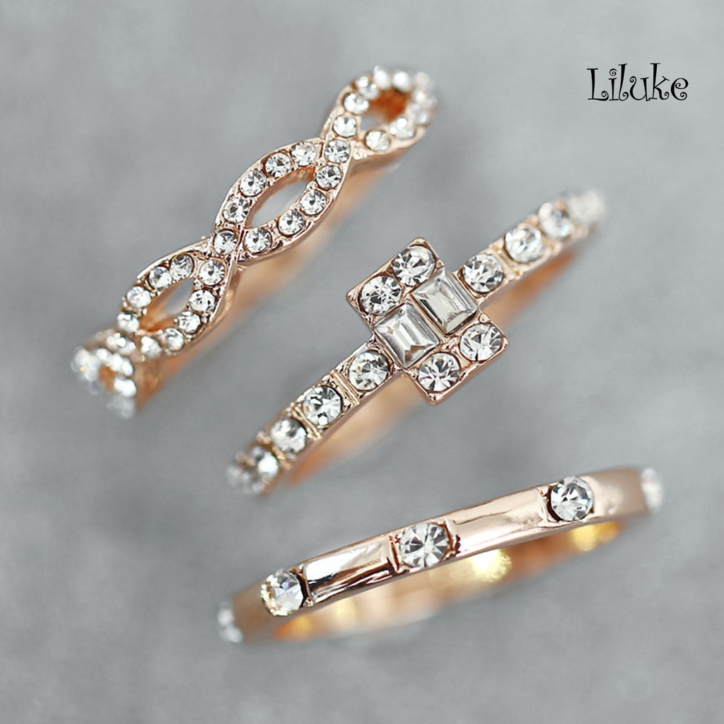 Bộ 3 Nhẫn Đeo Ngón Tay Thiết Kế Tối Giản Cá Tính