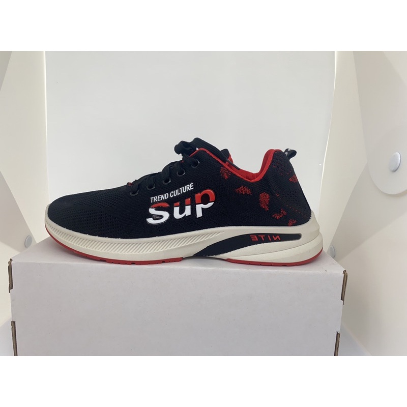 Giày thể thao Nam đen Sup, đế cao su mềm, bên trong thiết kế màu đỏ cá tính, Full size 39/43 mã 194 + hình ảnh thật 100%