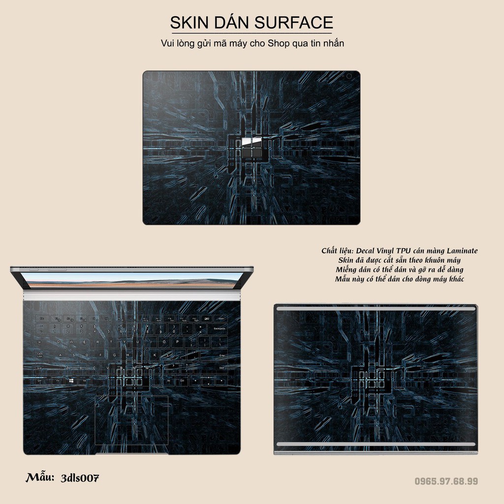 Skin dán Surface in hình 3D (inbox mã máy cho Shop)