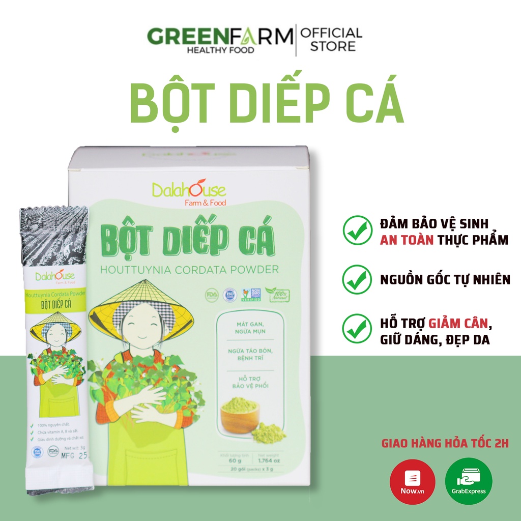 Bột diếp cá 100% organic nguyên liệu tươi ngon không hóa chất an toàn cho sức khỏe giảm cân giữ dáng đẹp da (60gr)