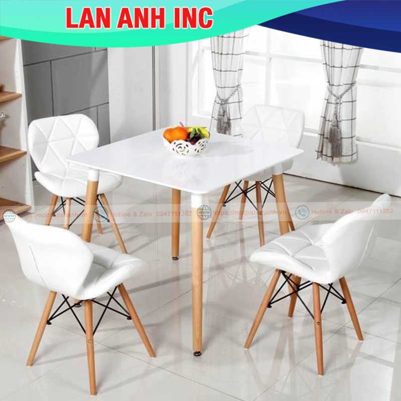 Bàn ăn cafe gỗ vuông hiện đại nhập khẩu giá rẻ Eames LAB07