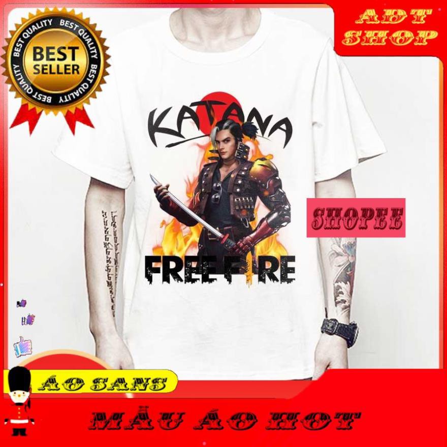 NEW - Áo thun in hình Free Fire Hayato cầm Katana Kiếm Nhật