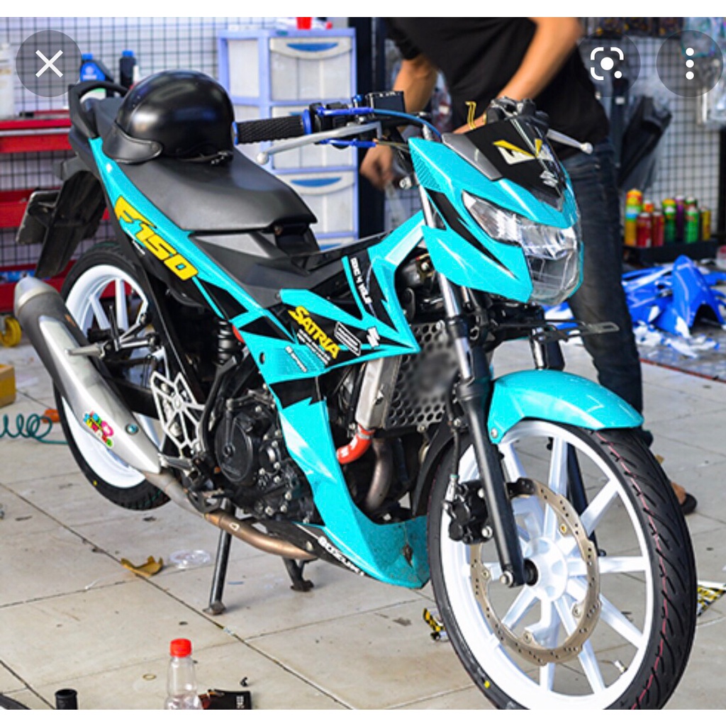 Tem Rời Satria mẫu zin màu xanh đen trắng