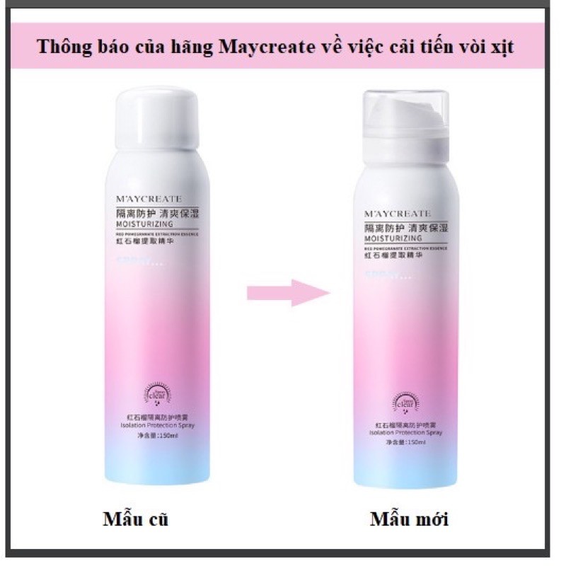 Xịt chống nắng MAYCREATE 150ml Xịt chống nắng nâng tông da anvishop