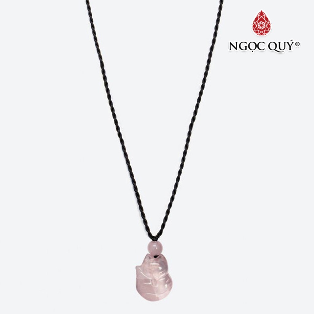 Mặt dây chuyền hồ ly đá thạch anh hồng rose quartz - Ngọc Quý