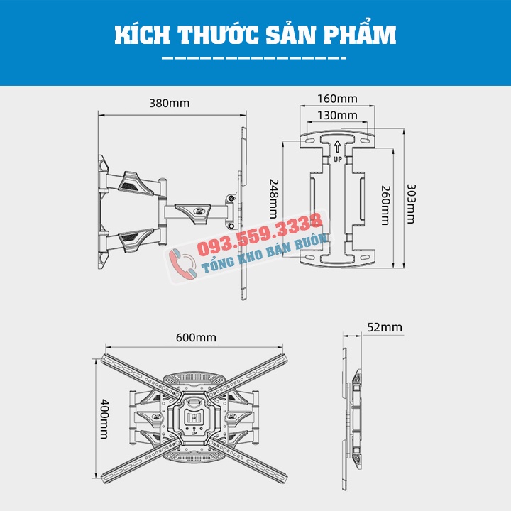 Giá treo tivi NB P5 32 - 40 - 50 - 55 - 60 - 65 - 70 Inch - Giá Treo Tivi Xoay Trái Phải Đa Năng - Model Mới 2022