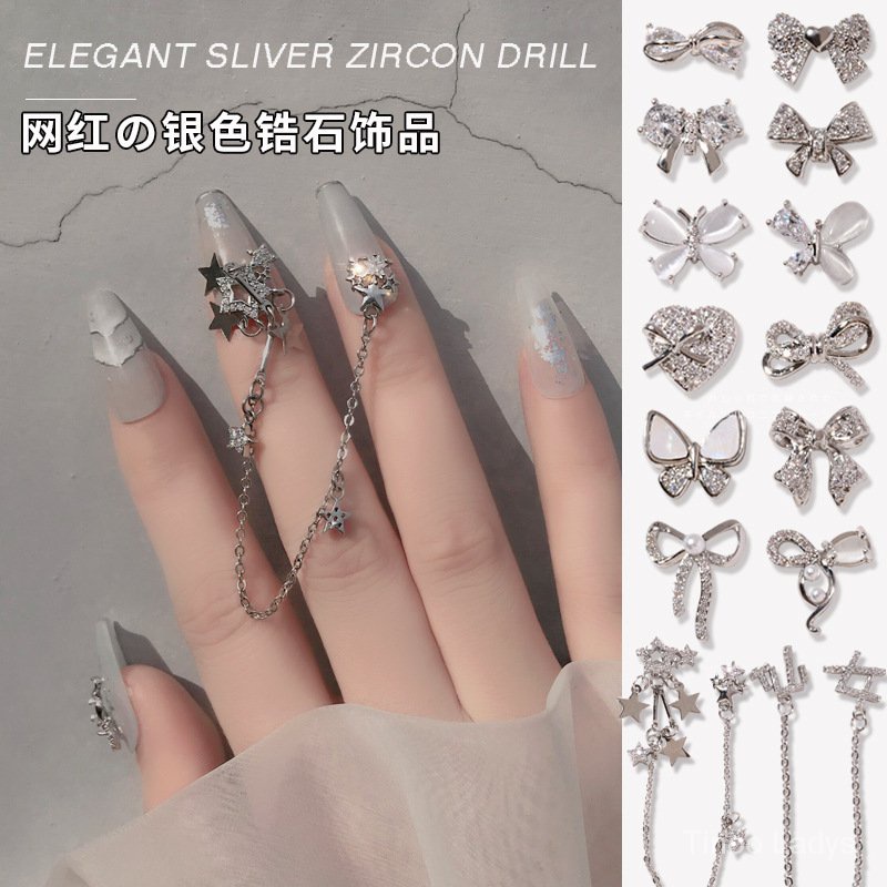 Phụ Kiện Trang Trí Móng Tay Hình Nơ / Ngôi Sao / Ngọc Trai / Đá Zircon / Kim Cương Sang Trọng