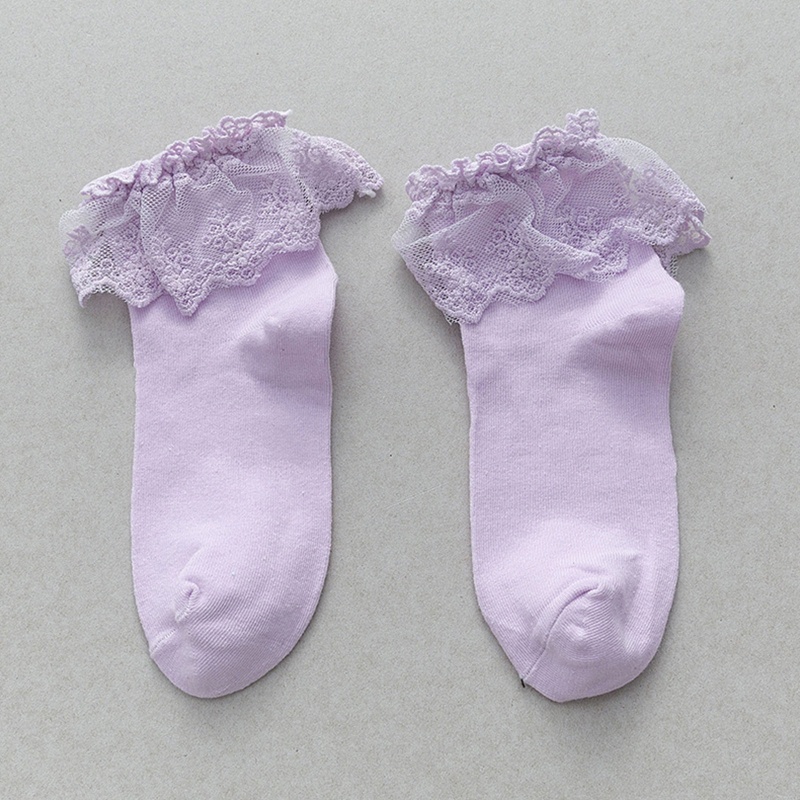 XIXI Tất Cotton Phối Ren Màu Trơn Phong Cách Lolita Thời Trang Cho Nữ