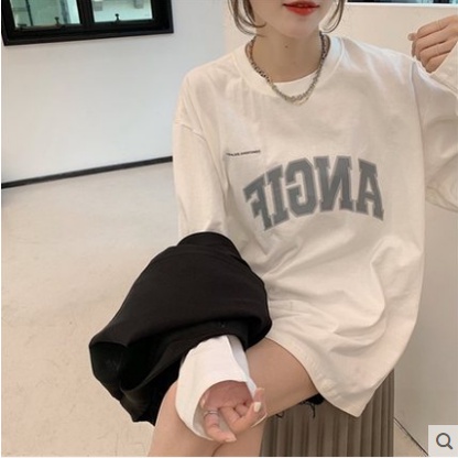 Áo dài tay nữ 2 màu sweater trắng đen