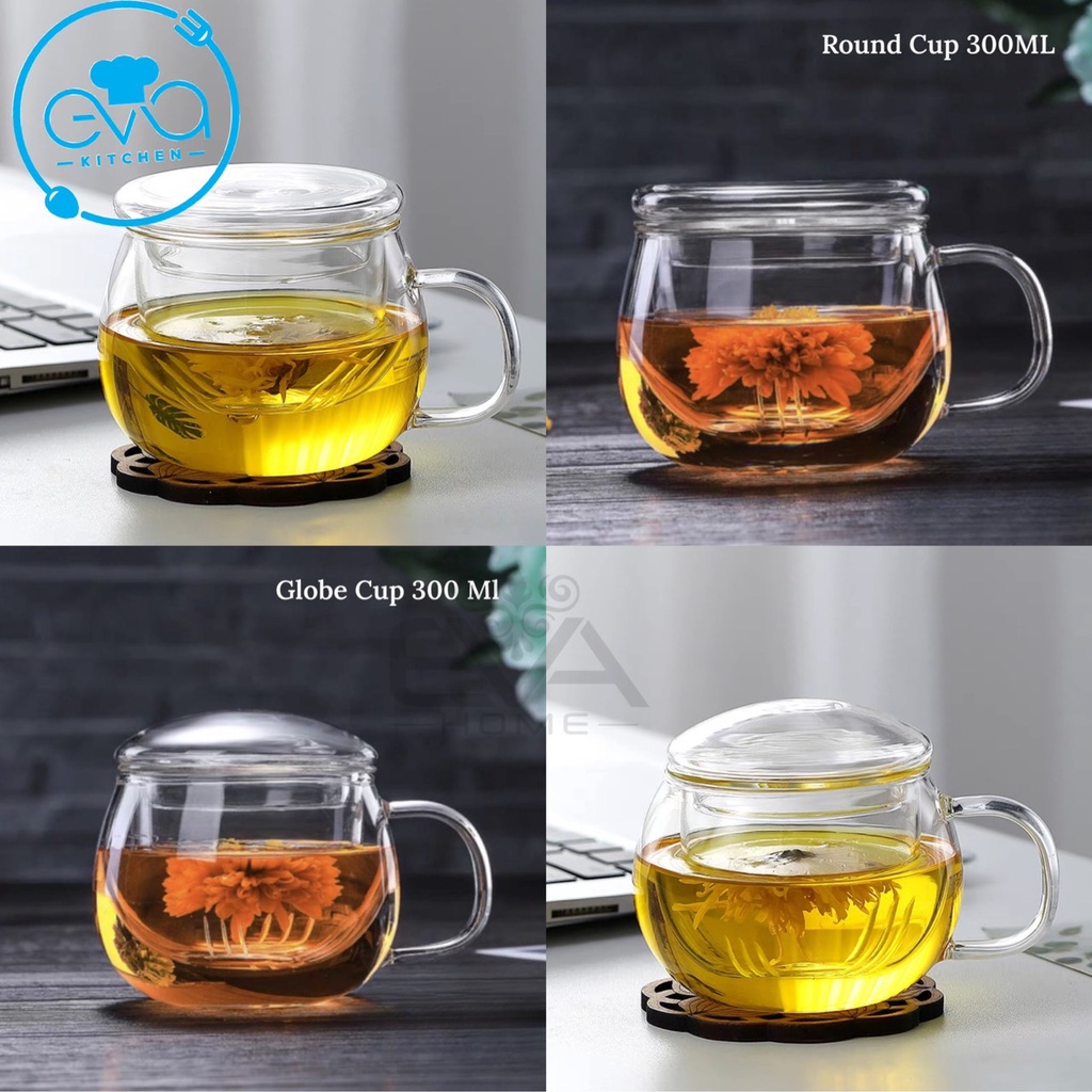 Cốc Lọc Trà Thuỷ Tinh Chịu Nhiệt / Ly Lọc Trà Thủy Tinh Kèm Lõi Lọc Trà Chịu Nhiệt Dung Tích 300-500 ML