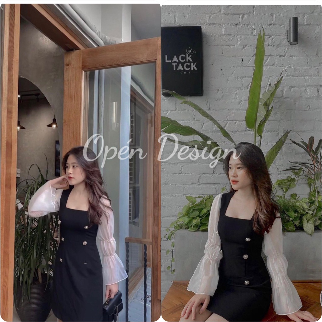 VÁY/ DẦM CỔ VUÔNG CÁCH ĐIỆU TAY TƠ ÓNG ĐÍNH NHÂN TẠO PHONG CÁCH TRENDY TIỂU THƯ