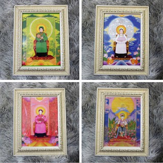 [NHIỀU MẪU] Bộ tranh tứ phủ thánh cô để bàn khung composite xịn xò 17,5x22,5cm