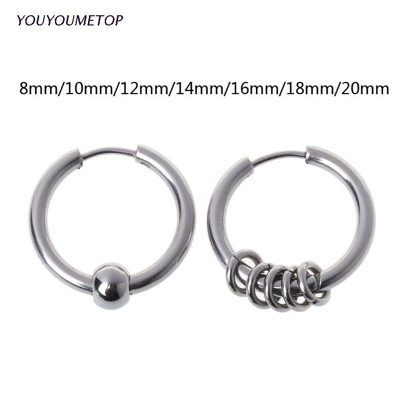 Khuyên tai tròn chất liệu inox 8mm - 20mm