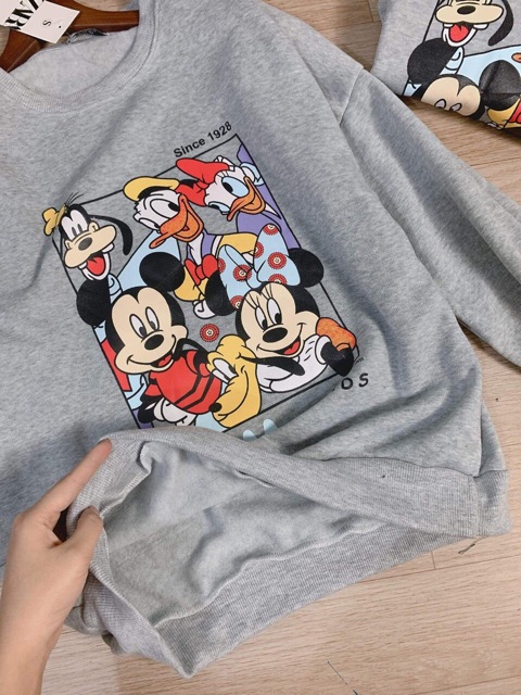Áo nỉ bông Mickey xám xinh xịn