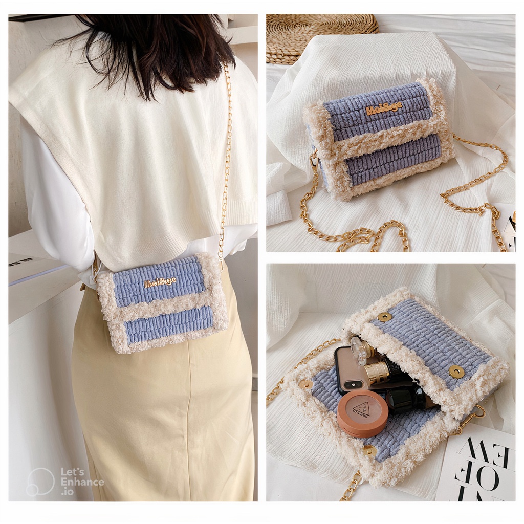 Túi handmade tự đan phối màu, túi đeo chéo phong cách Hàn Quốc - Bộ phụ kiện đầy đủ LX102