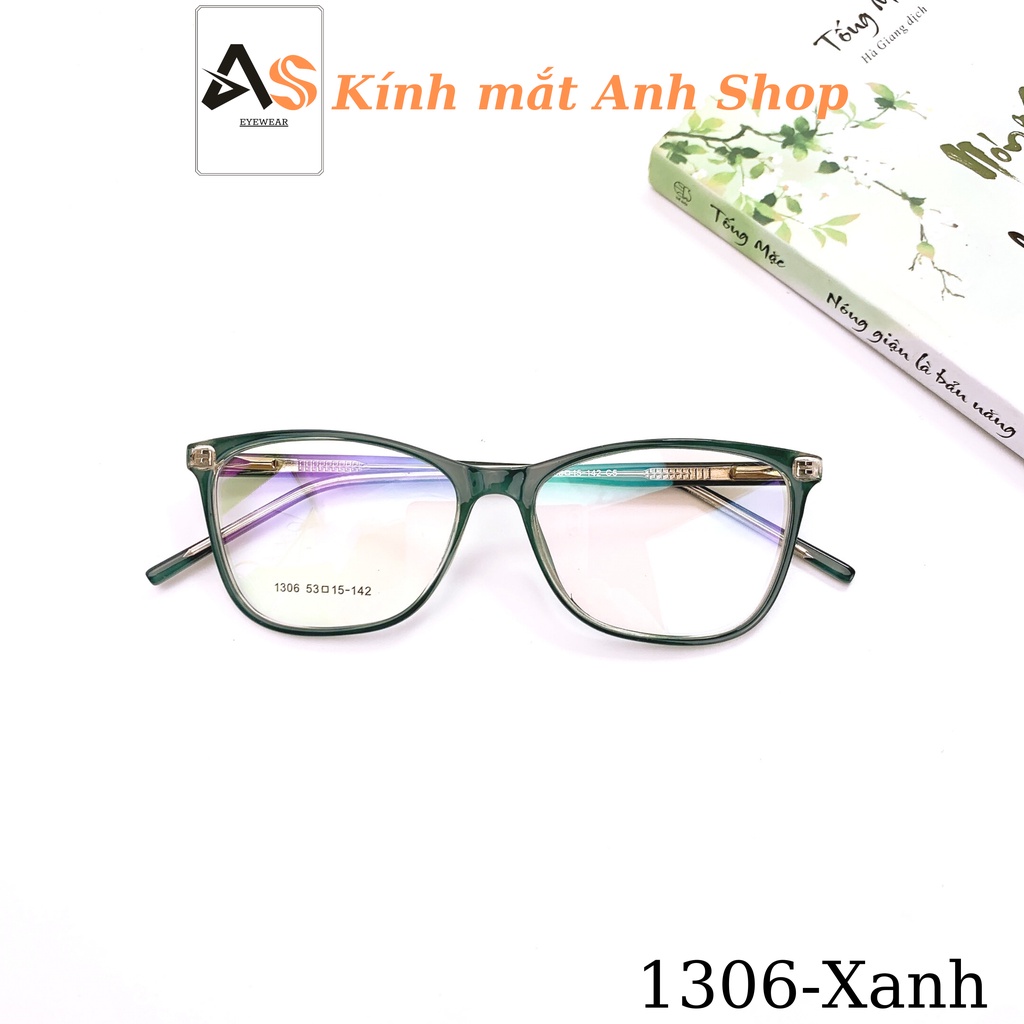 Gọng kính mắt vuông chất liệu nhựa lõi kim loại chắc chắn 1306