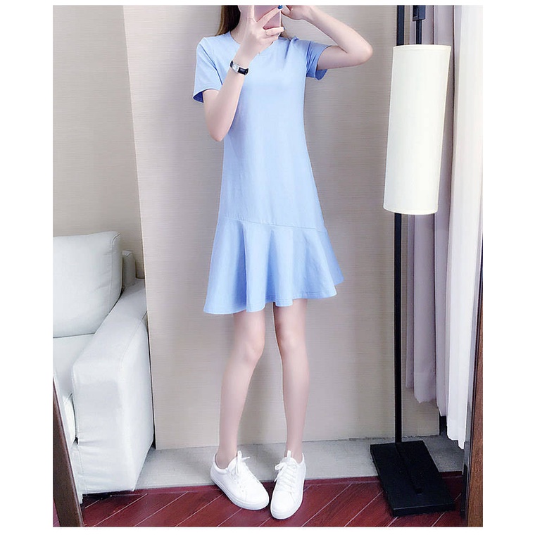 Đầm Đuôi Cá Tay Ngắn Ôm Dáng Phối Bèo Thời Trang Cho Nữ 40-90KG C8563