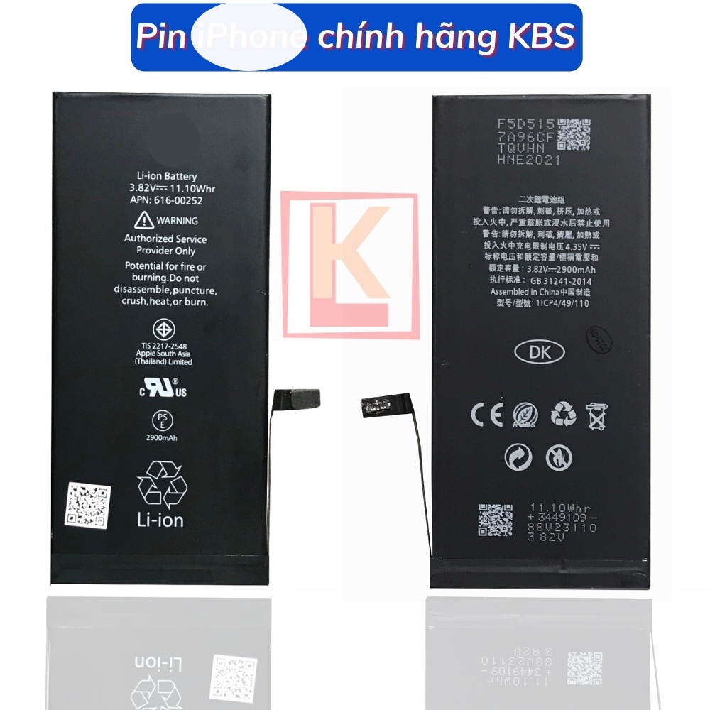 Pin điện thoại TKBS 5 5S 6 6S 7 8 Plus X Xs Xr Xsmax dung lượng chuẩn, tặng kèm kéo dán và tua vít - BH 12 tháng