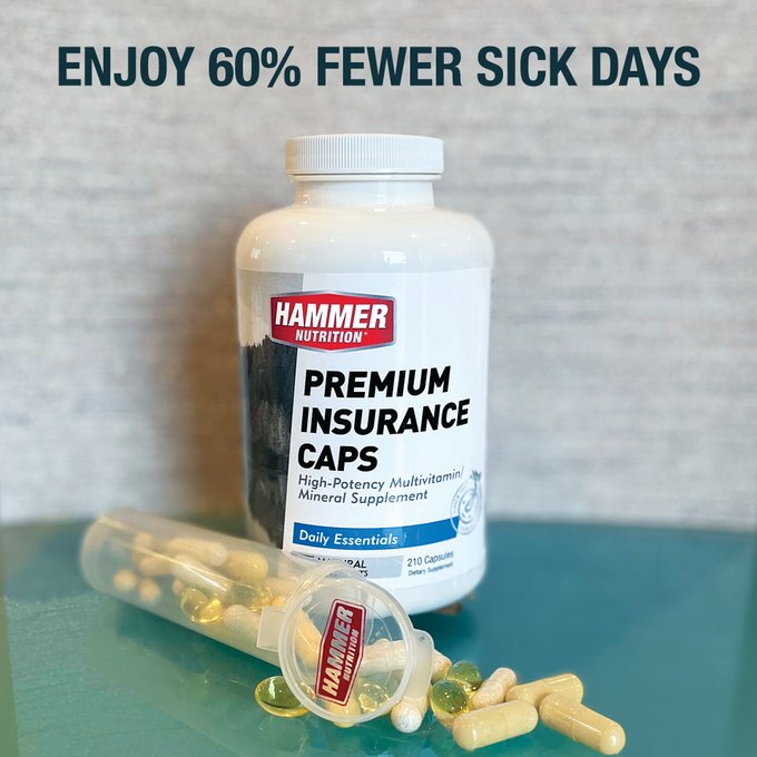 Viên uống bổ sung Vitamin Premium Insurance Caps Hammer Nutrition - Tối đa hóa năng lượng cho vận động viên (Hũ 120v)
