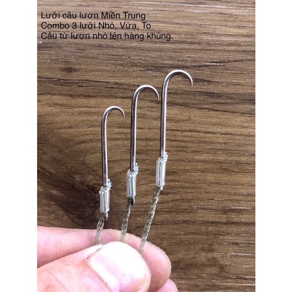 Lưỡi câu lươn dây cước, 3 kích cỡ tuỳ chọn.