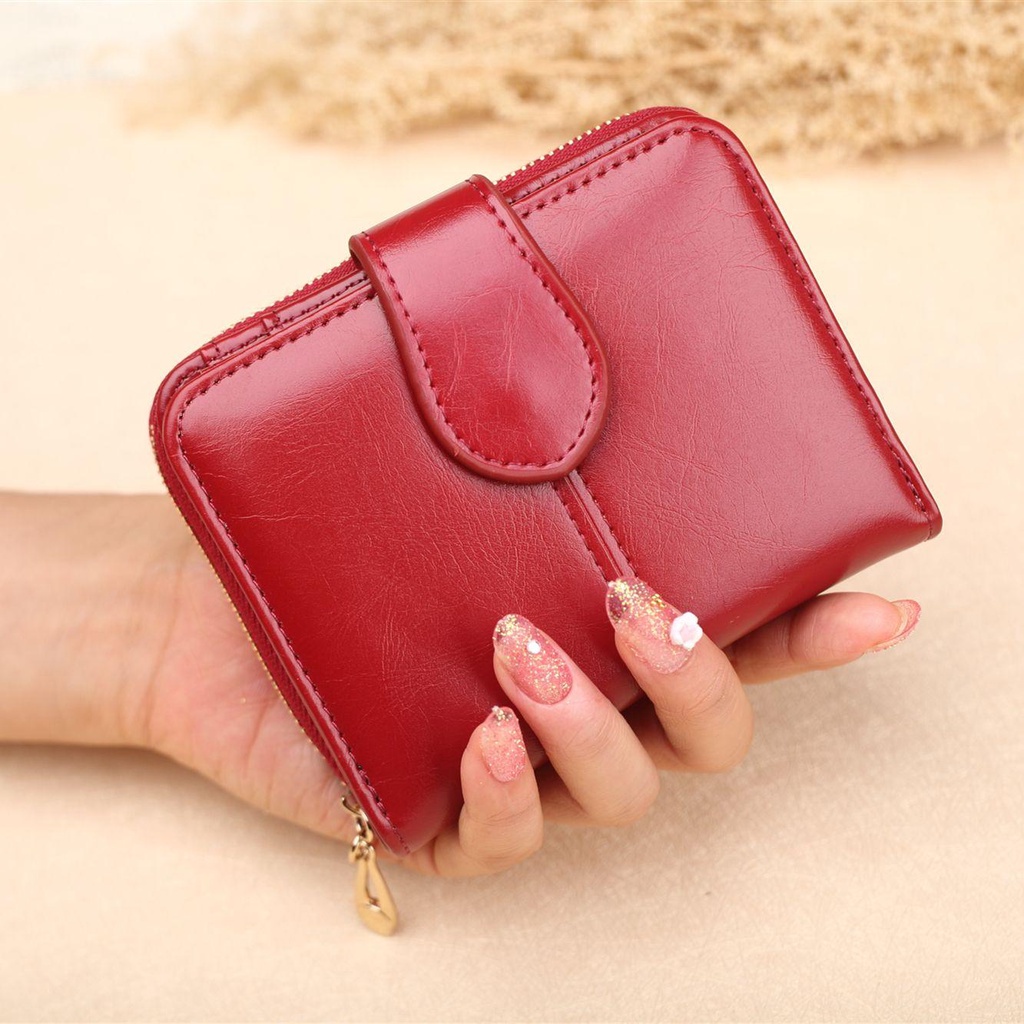 ROSE Ví Da PU Dáng Ngắn Đựng Thẻ Thiết Kế Dễ Thương Cho Nữ Giá Đỡ