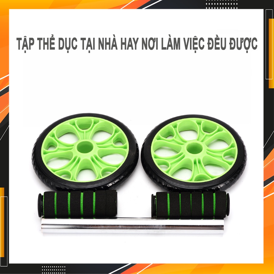 Dụng cụ tập cơ bụng, con lăn cơ bụng 2 bánh, máy tập cơ bụng tập gym ab tại nhà TẶNG thảm lót Chính Hãng Eros Store