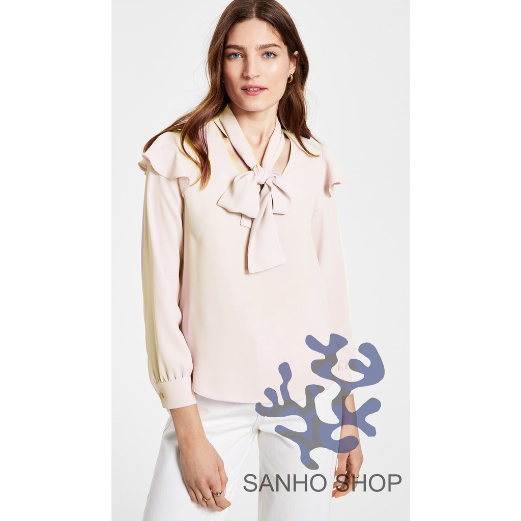 Áo Bar III Bow-Neck Ruffled-Shoulder Blouse
