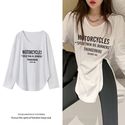 Áo Thun Nữ Dài Tay Cổ Chữ U Xẻ Tà Thời Trang Mùa Thu Mới