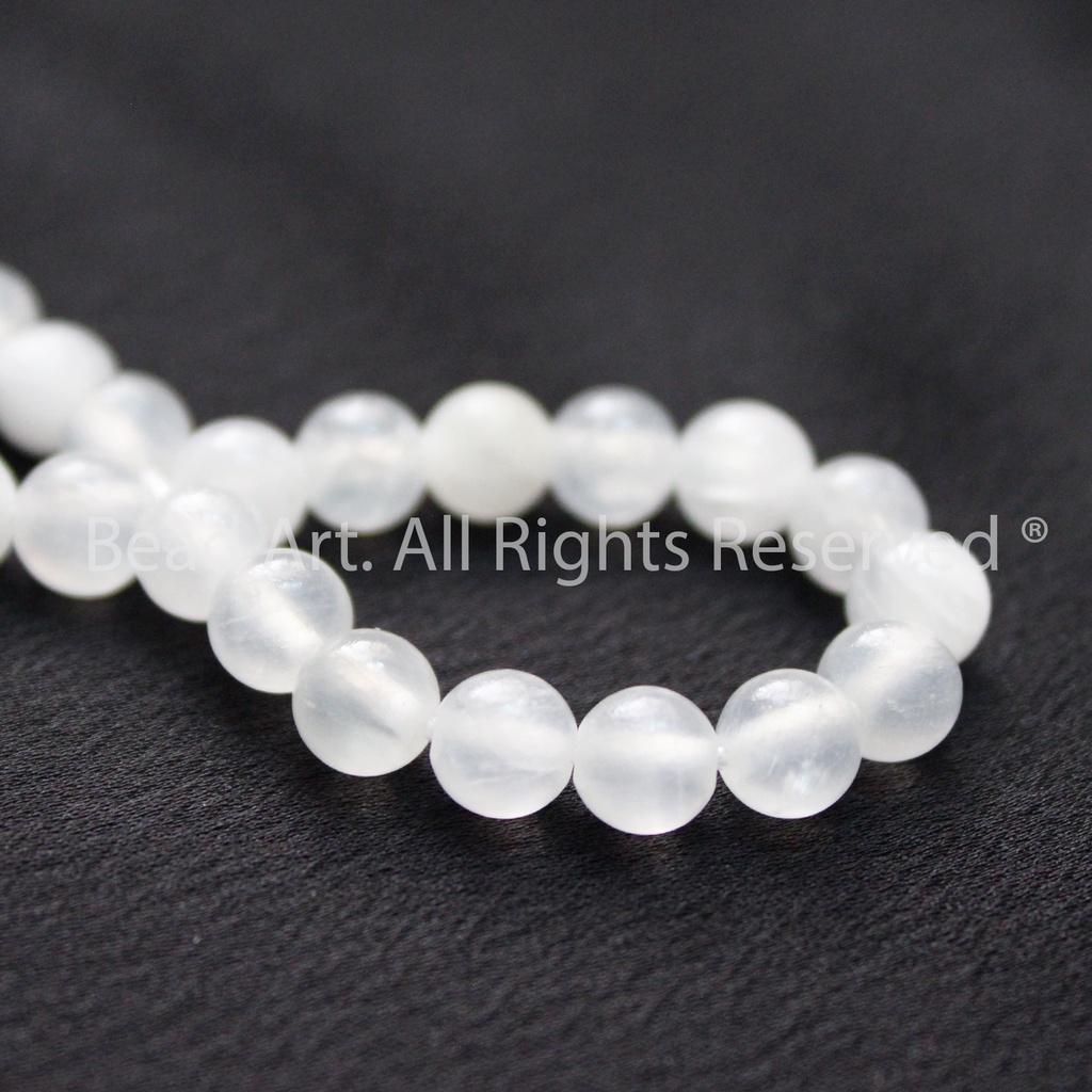 6MM Đá Selenite Loại A Màu Trắng, Hợp Mệnh Kim, Thuỷ, Đá Thanh Tẩy, Phối Vòng Tay Phong Thuỷ, Chuỗi Hạt S50