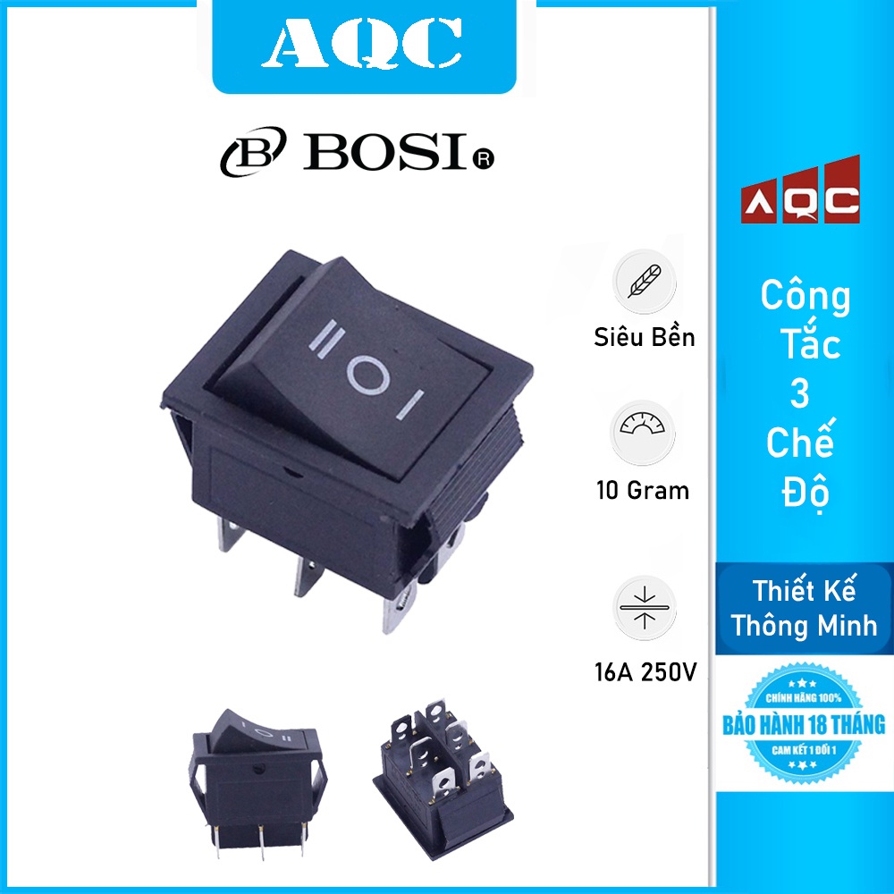 Công Tắc Bập Bênh Ấn 3 Chế Độ loại 250V AC-16A 6P Bền Đẹp
