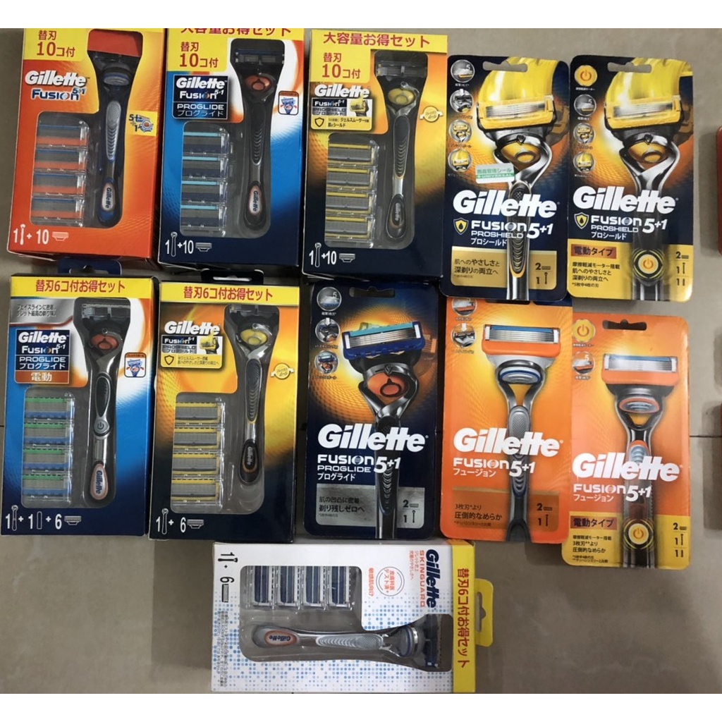 Dao cạo râu 5 lưỡi Gillette Fusion Nhật Bản nội địa và lưỡi dao cạo râu thay thế Proglide, Proshield, có pin