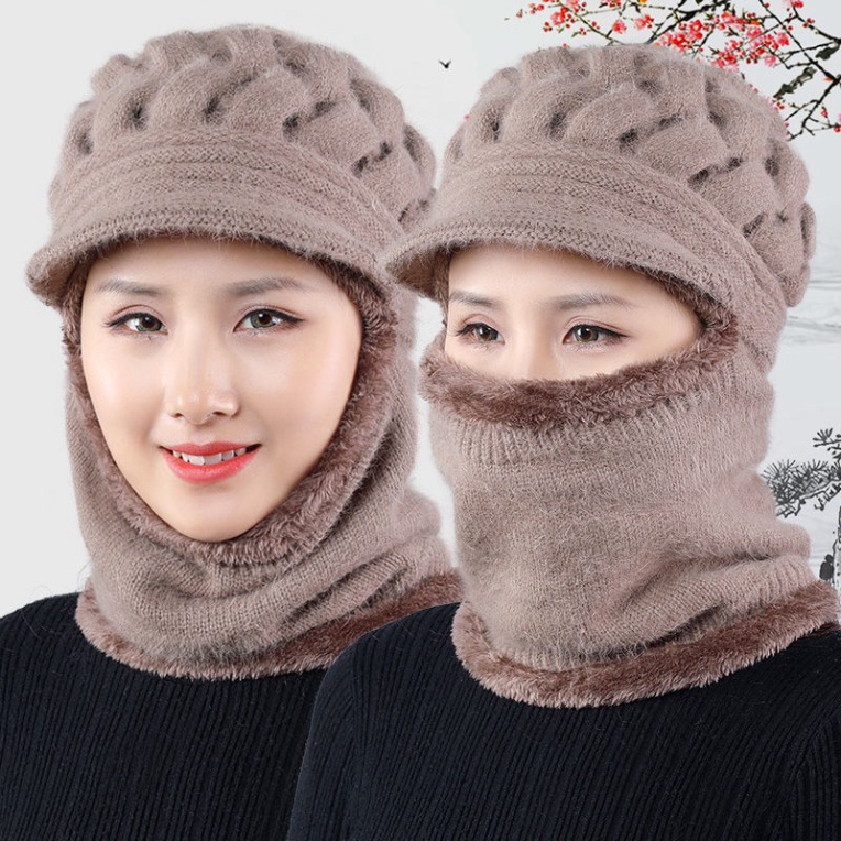 Mũ len liền khăn quàng cổ cực ấm phong cách Hàn Quốc🍀FREESHIP🍀Mũ len thời trang mùa đông ấm áp dành cho nữ