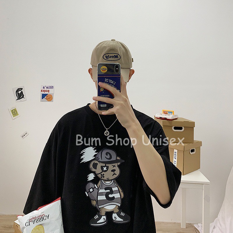 Áo Phông Tay Lỡ Nam Form Rộng - TTL707 Gấu Mặt Ngầu - Chất Cotton Mềm Mát - Oversize < 75kg - 3 Màu Cực Đẹp | BigBuy360 - bigbuy360.vn