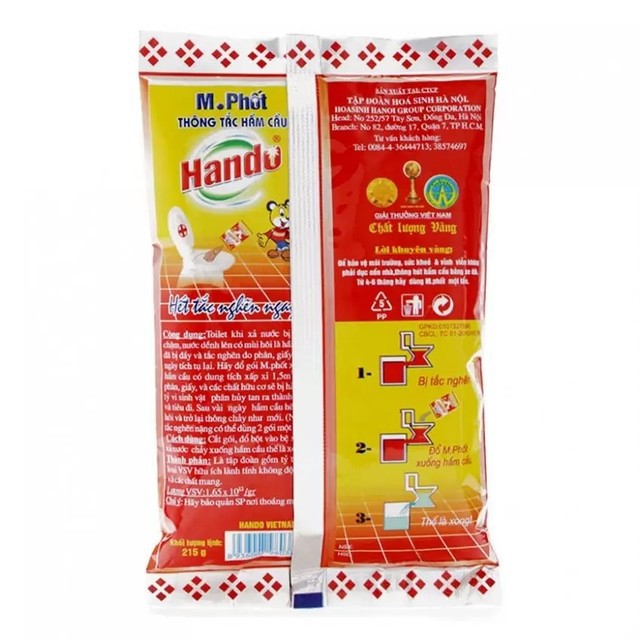 Gói Thông tắc khử hôi hầm cầu toilet M. Phốt Hando 215g (đỏ)