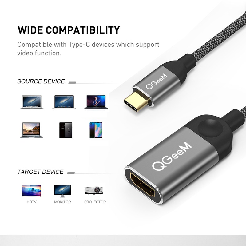 Cáp Chuyển Đổi Xdvn Qgeem Usb C Sang Hdmi 4k Cho Thunderbolt 3 Macbook