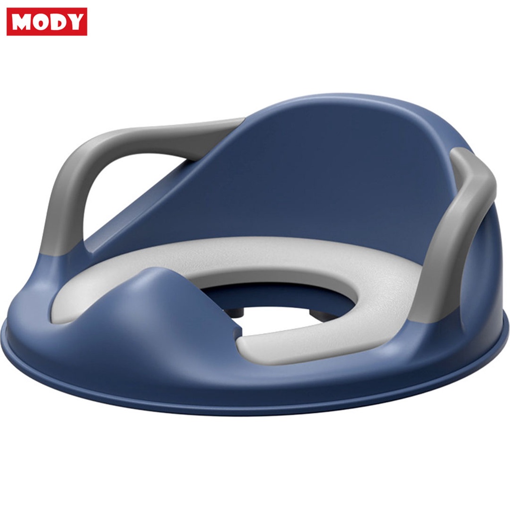 Bệ ngồi bồn cầu có tay vịn đệm lót PU PVC siêu êm cho bé Mody M363317