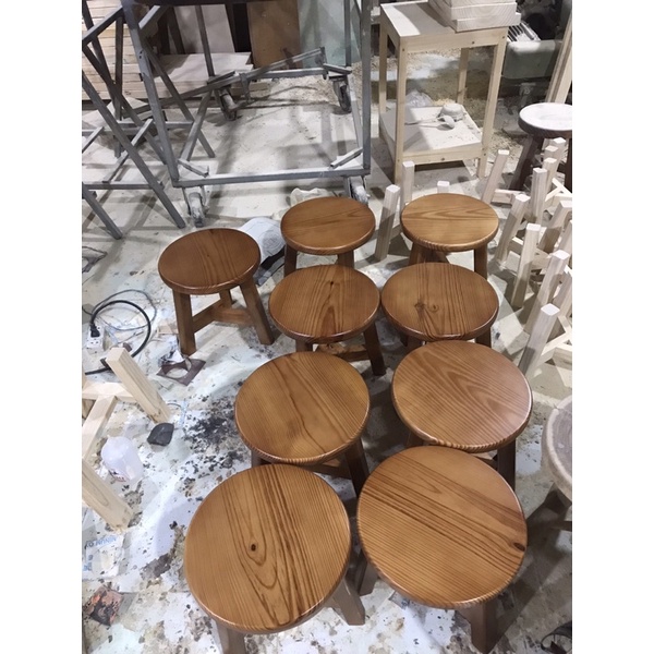 Ghế tròn gỗ thông - Hàng gia công tận xưởng