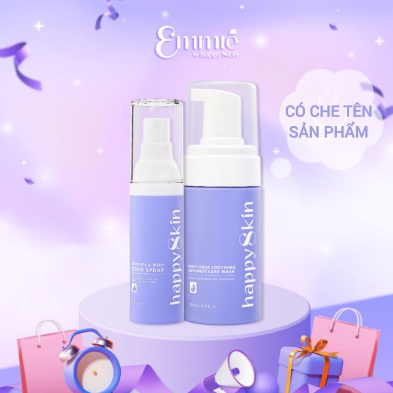 Combo Gìn Giữ Tình Yêu Emmié: Xịt khử mùi + Dung dịch vệ sinh Intimate Care Emmie by Happy Skin