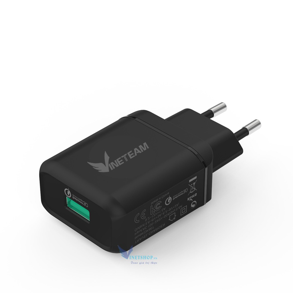 Cốc sạc nhanh 3A vinetteam 1 cổng usb QC3.0 công suất 33W an toàn nhỏ gọn cần thiết cho những người bận rộn -DC3811