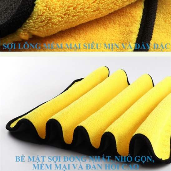 Khăn Lau Xe Hơi Ô Tô Cao Cấp Gia Dụng Đa Năng Siêu Thấm Microfiber, Không rụng lông