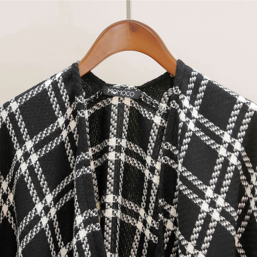 Áo Khoác MOMOCO Chất Dạ Mềm Mại Thiết Kế Dáng Áo Choàng Cape, Họa Tiết Kẻ Phối Tua Rua thời thượng M2765 | BigBuy360 - bigbuy360.vn