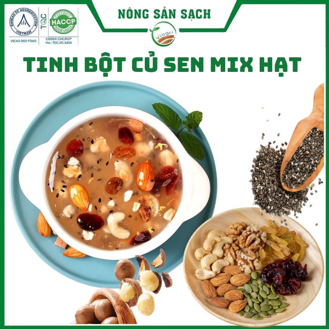 Tinh Bột củ sen nguyên chất mix Ngũ Cốc/Các Loại Hạt/Hoa Quả Nông sản sạch xuất xứ Việt Nam người Việt dùng hàng Việt