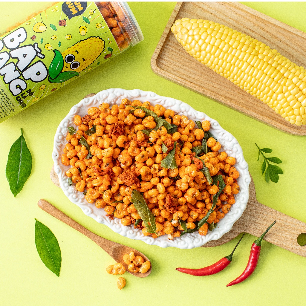 Ngô sấy giòn bò khô lá chanh DumBum đồ ăn vặt Hà Nội 350g