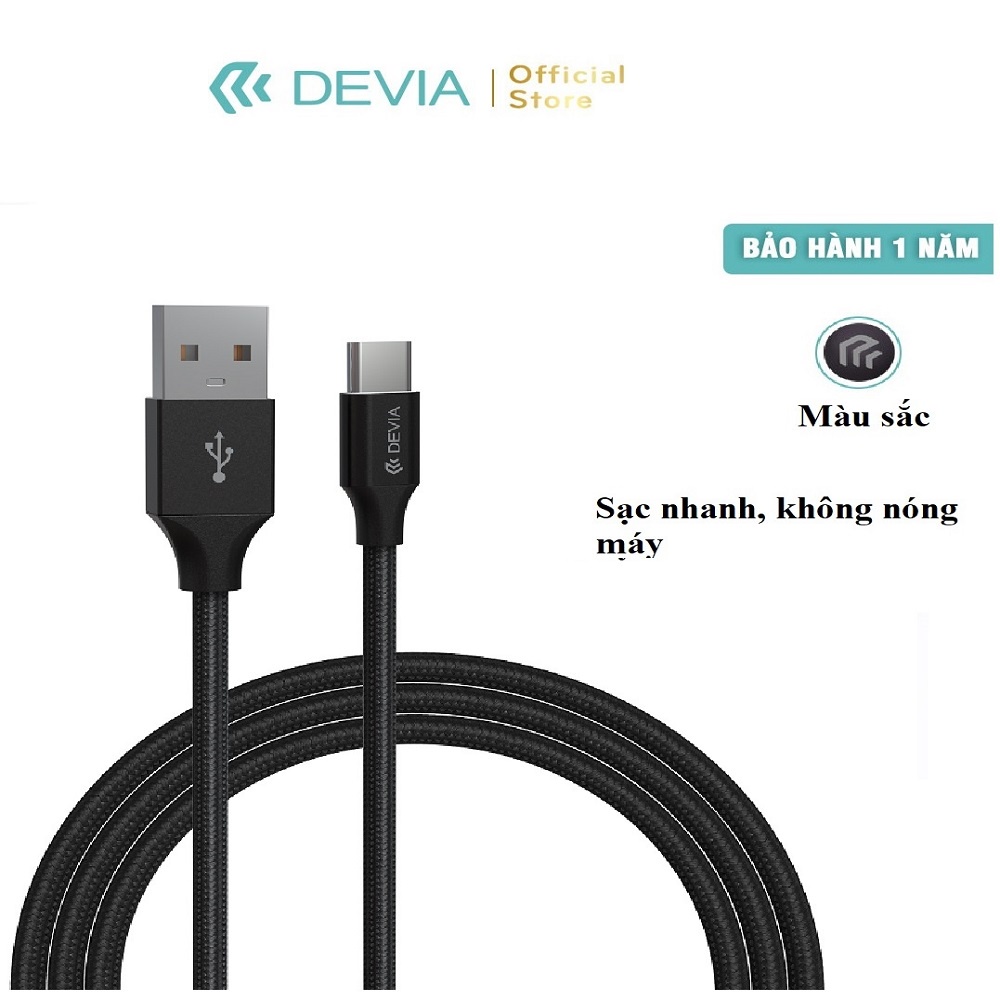 Dây Cáp Sạc Samsung Chính Hãng DEVIA Gracious Series typeC sạc nhanh độ dài 2 mét dây dù chính hãng bảo hành 1 năm