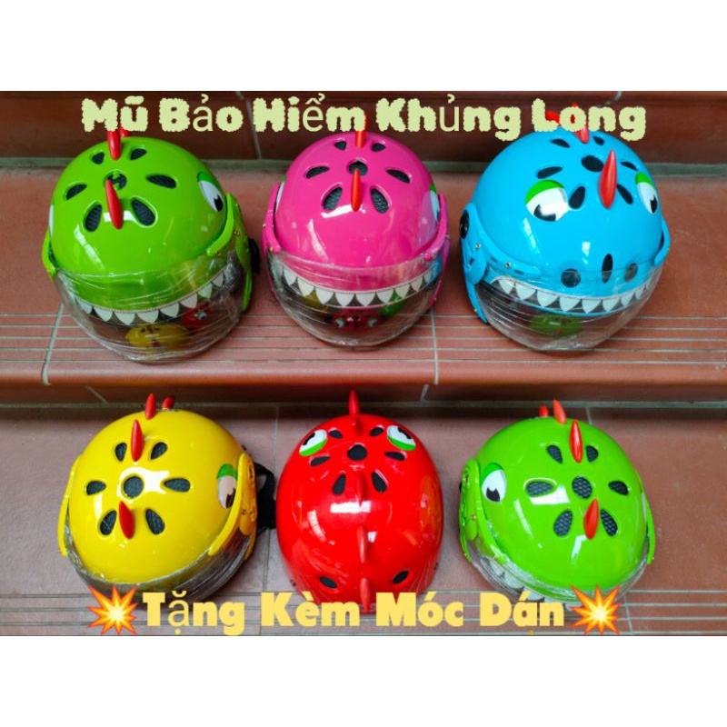 🇻🇳Mũ Khủng Long Cho Bé Có Kính,Nón bảo hiểm KL💥tặng 1 móc dính 3D💥size nhí từ 2tuổi đến 5tuổi,size nhỡ từ 6t đến 10 tuổi