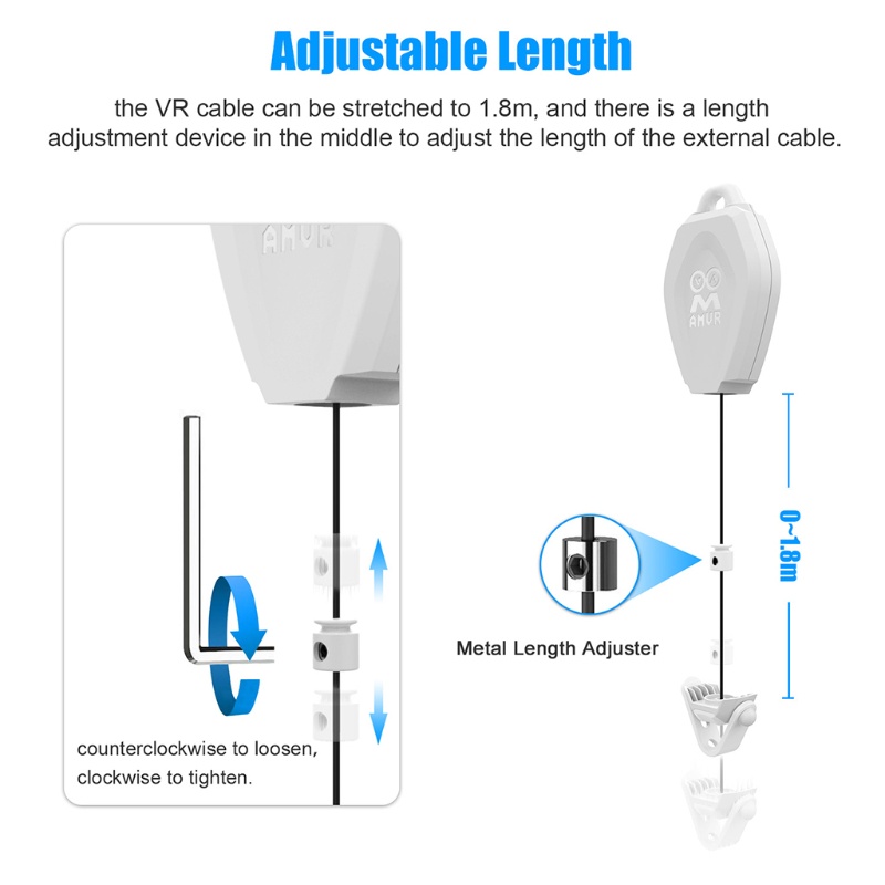 Dây cáp ròng rọc gắn trần nhà có thể thu gọn cho Oculus Quest/Quest 2 | BigBuy360 - bigbuy360.vn