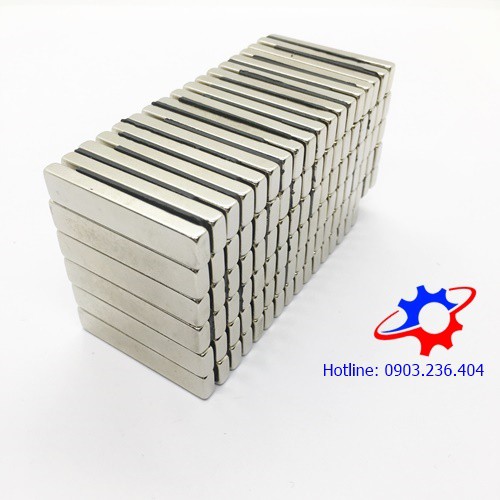 Nam châm vĩnh cửu hình hộp chữ nhật kích thước 50x10x5mm mạ Nikel hàng siêu tốt